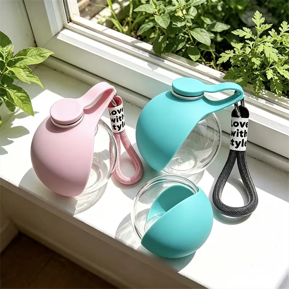 Portable pet water bottle with leak-proof foldable bowl for travel, walking, and outdoor pet drinking