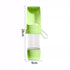 Green portable pet water bottle with food container, 500ml plastic dog feeder bowl for outdoor travel