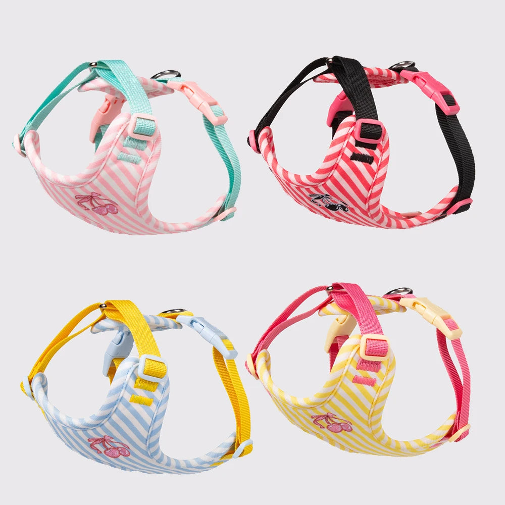 small dog harness leash set with cute plush doll, adjustable stylish vest harness for small dogs, colorful walking accessory