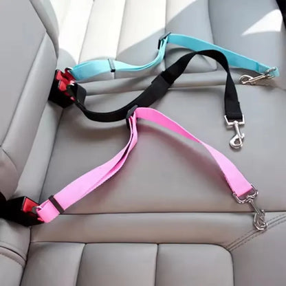 dog car seat belt nylon pet safety leash harness for car travel, adjustable and colorful