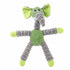 Elephant plush dog chew toy in green and gray fleece, cute stuffed animal teething toy for small dogs, reduces anxiety