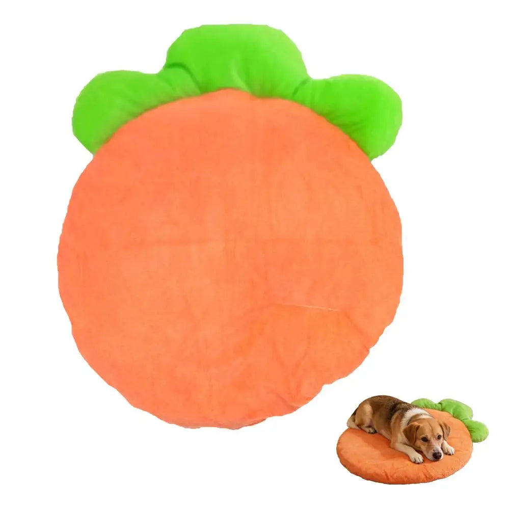 washable cat bed mat orange carrot-shaped cushion 40cm dia soft coral fleece pet sleeping mat for small medium pets
