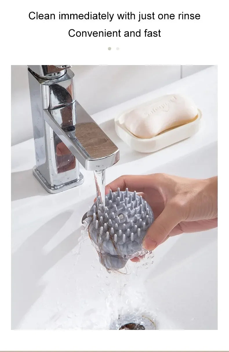 dog shower brush with shampoo dispenser for easy rinse cleaning, massage grooming tool for dogs and cats