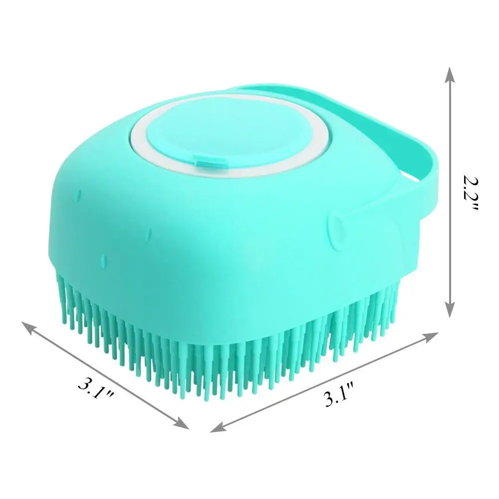 Pet Dog Shampoo Brush 2.7oz 80ml  Massage Comb Grooming Scrubber  for Bathing Short Hair Soft Silicone Rubber