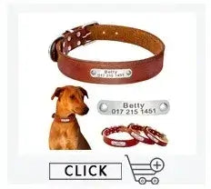 Personalized Name ID Tags Dog Collars Custom Text name Leather Dog Collar For Small Medium Large Dogs Pitbull Bulldog Beagle