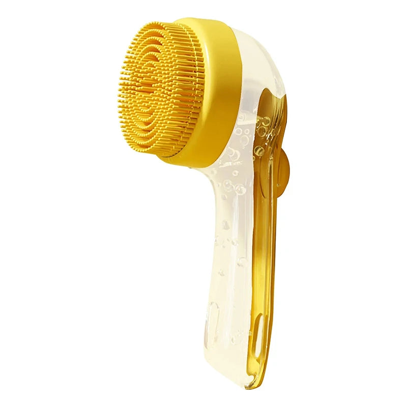 Pet Bathing Brush Long Handle Soft Silicone Shower Clean Tools Grooming Scrubber with Shampoo Dispenser Bath Brush for Dog &amp; Cat