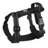 Black no pull dog harness with handle for small medium dogs, buckle closure, polyester blends, secure fit for walks and hiking