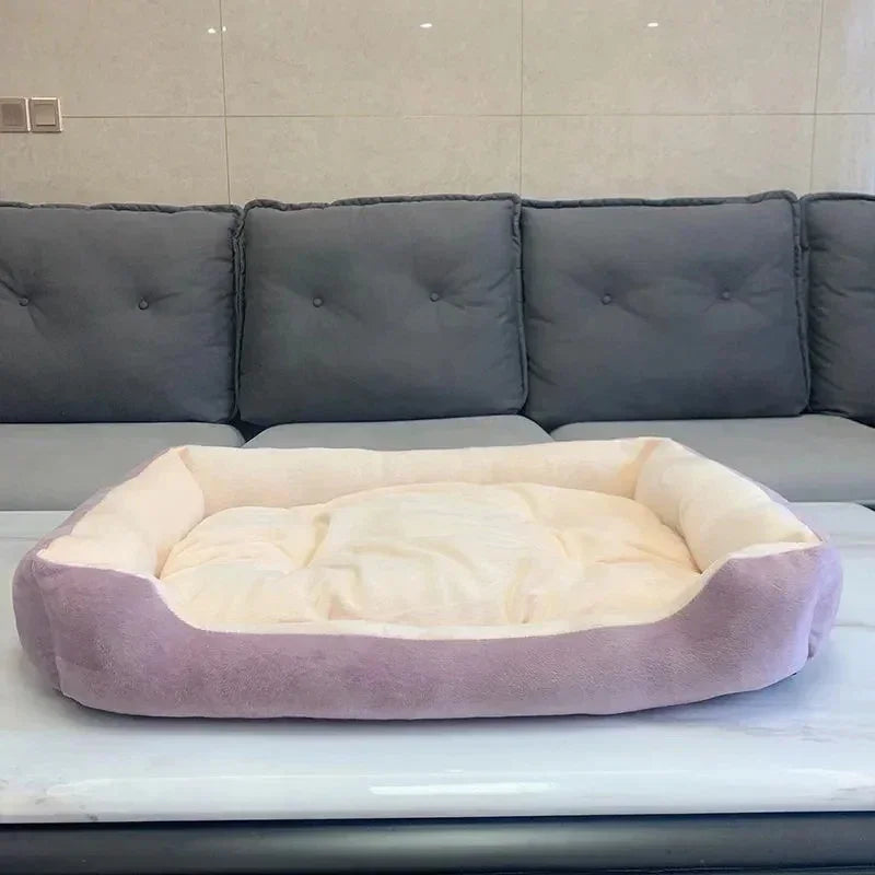calming plush dog bed for small dogs, soft deep sleeping cushion cat mat, warm breathable pet bed
