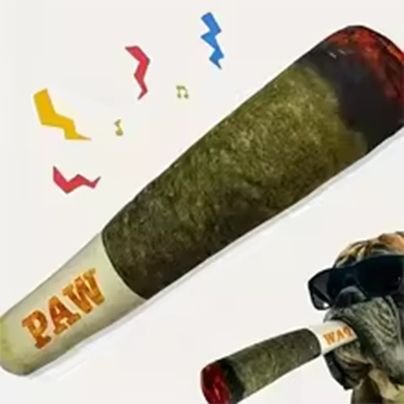 cigar dog toy plush squeaky chew toy for dogs, creative birthday gift for teeth grinding