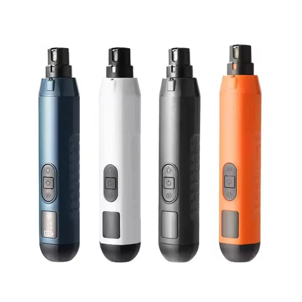 electric pet nail grinder in four colors, rechargeable low-noise dog and cat grooming tool for safe at-home nail trimming
