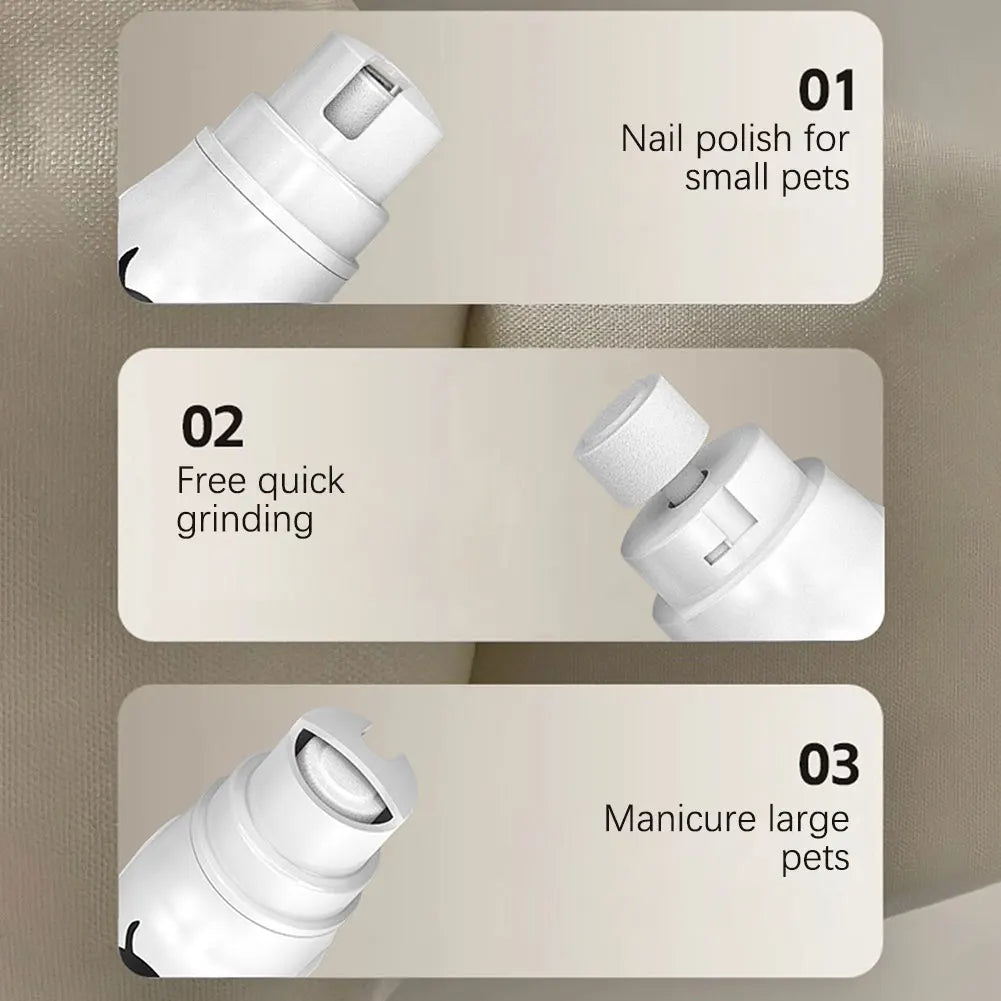 electric dog nail grinder with 3 grinding modes for small and large pets, USB-C rechargeable, low vibration, digital display