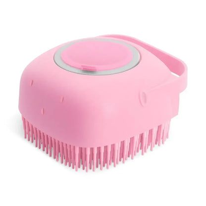 Pet Dog Shampoo Brush 2.7oz 80ml  Massage Comb Grooming Scrubber  for Bathing Short Hair Soft Silicone Rubber