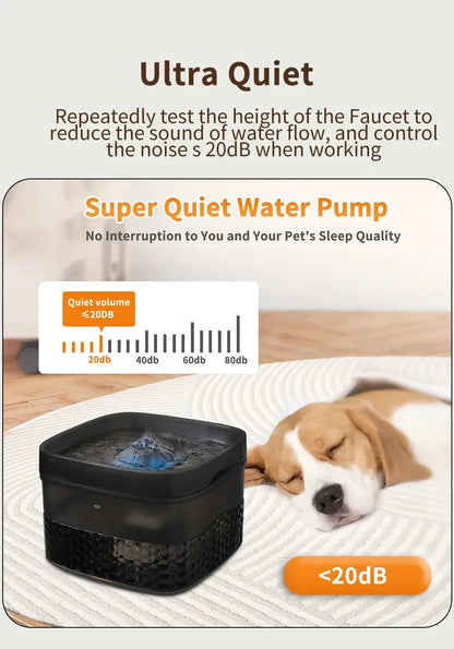 large capacity pet water fountain ultra-quiet pump pet drinking dispenser for multiple cats or dogs, under 20dB