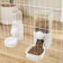 hanging pet feeder bowl white-set 1.5L plastic automatic dog cat rabbit food dispenser for cage, waterer