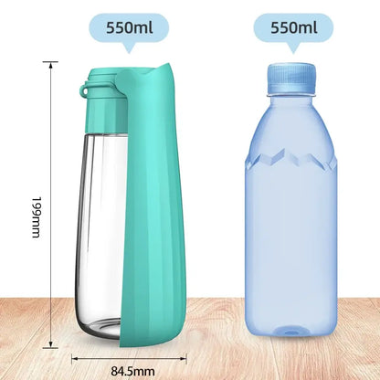 portable dog water bottle dispenser 550ml foldable pet drinking bowl for small and large dogs, outdoor hiking