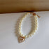 pet pearl necklace collar luxury white pearl cat and dog collar with heart pendant, adjustable buckle, color 4