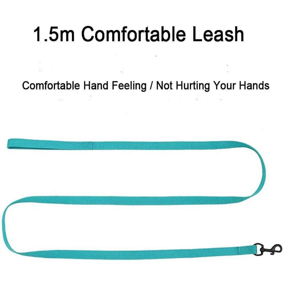 reflective cat harness and leash set 1.5m comfortable turquoise nylon leash for cats and small dogs