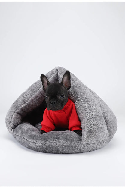 washable plush dog bed gray cozy cave pet bed for small dogs and puppies