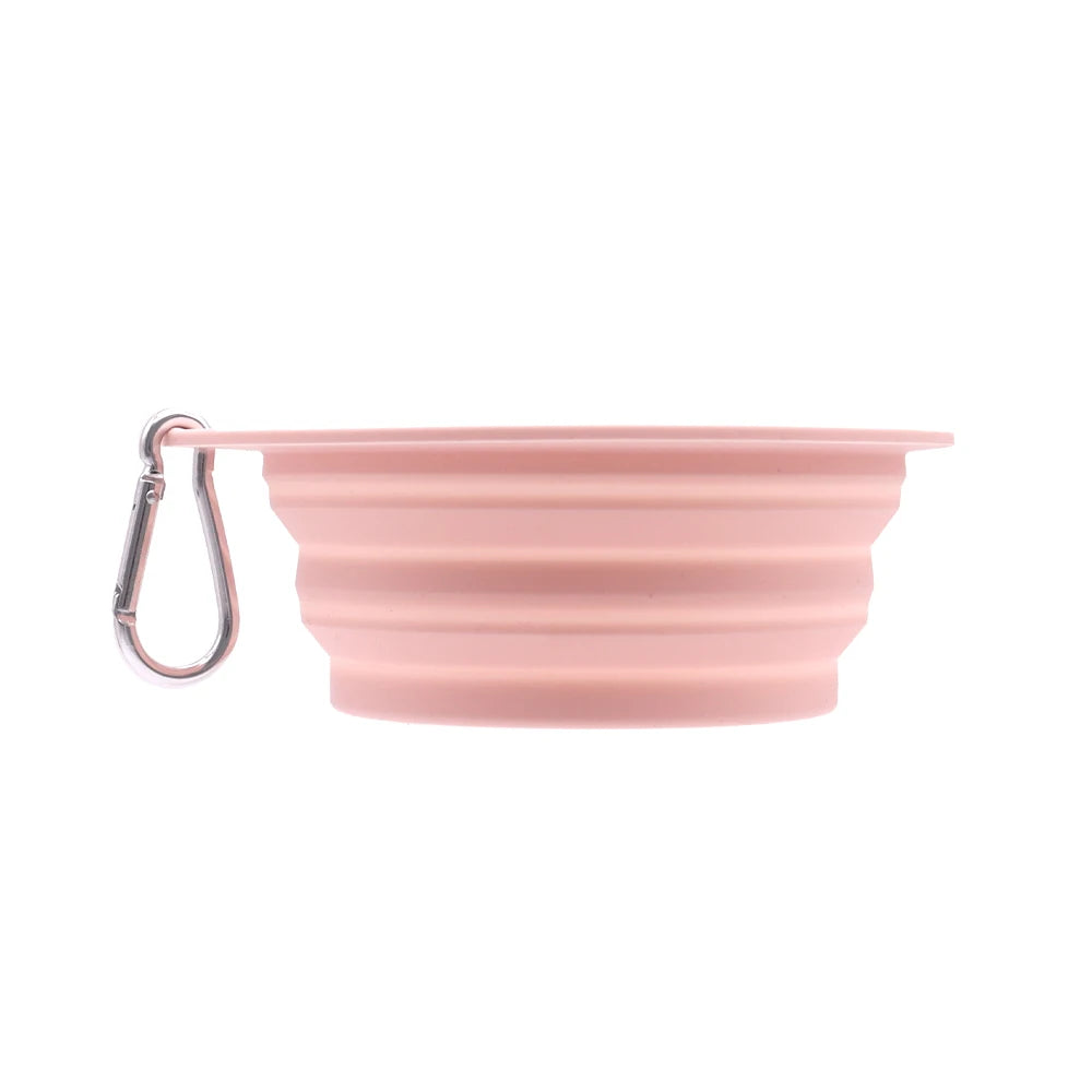 Collapsible Pet Silicone Dog Food Water Bowl  Macaron Color Outdoor Travel Portable Folding Supplies Dishes with Carabiner