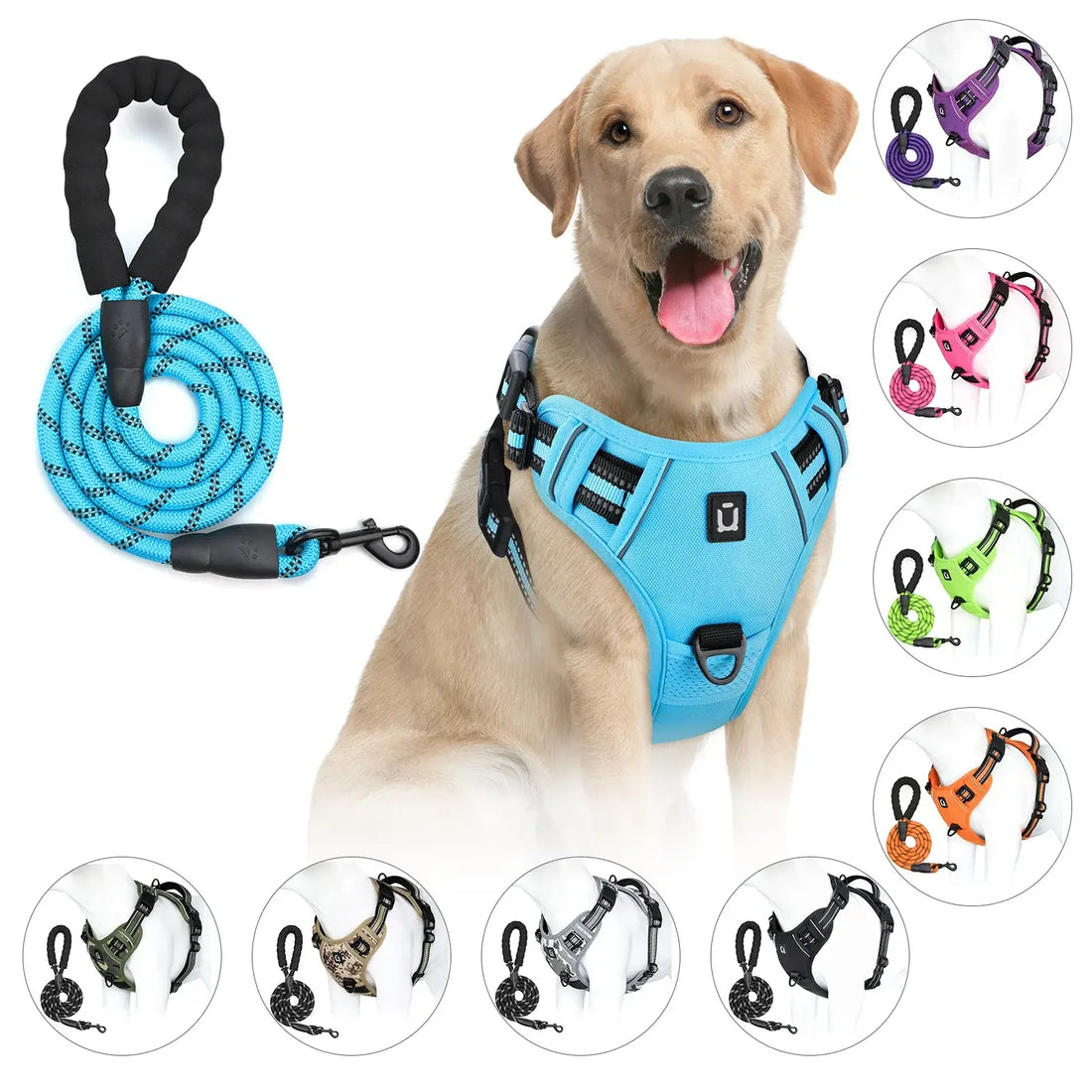 escape proof no pull dog harness and leash combo with reflective soft padded vest harness and 5 feet leash for dogs
