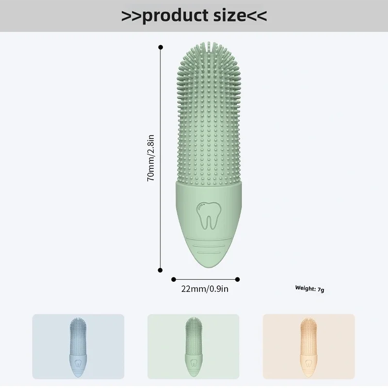 silicone finger toothbrush for dogs 360° cleaning, 70mm x 22mm food grade silicone pet dental care tool