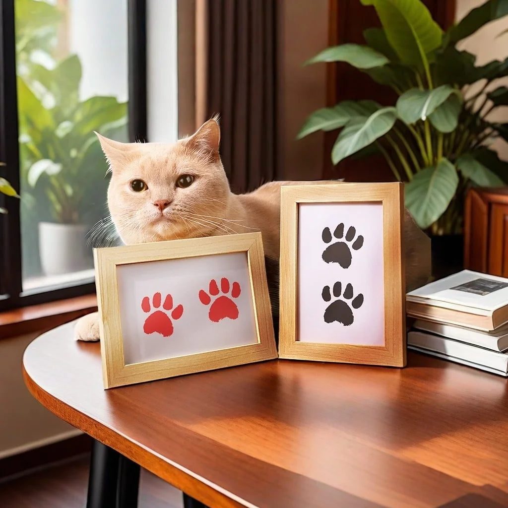 pet handprint and footprint kit for creating clear cat paw print keepsake frames