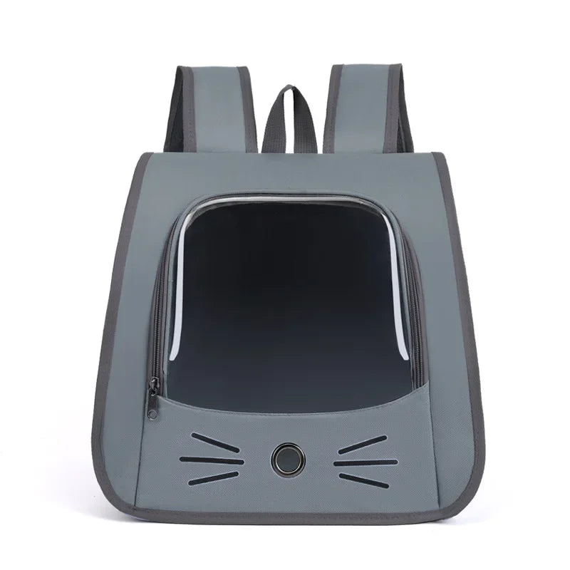 breathable pet carrier backpack gray 35cm cat backpack for small dogs, oxford cloth, zipper, portable shoulder carrier