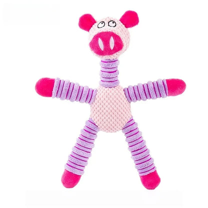 Pink pig plush dog chew toy for small medium dogs, short plush teething chew toy reduces anxiety