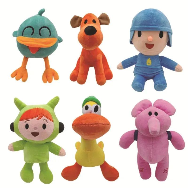 Pocoyo plush doll 6PCS set with Bato duck, Loula dog, Pocoyo, Nina, Pato, and Elly elephant stuffed toys