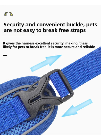 Reflective cat harness and leash set with secure buckle, breathable mesh, and safety strap for small cats and dogs
