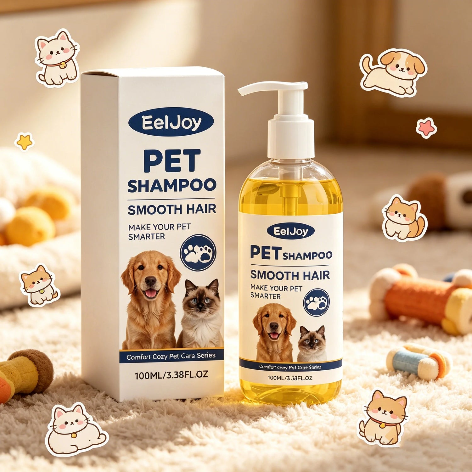 EelJoy moisturizing pet shampoo for sensitive skin pet shampoo and conditioner for dogs and cats, 100ml