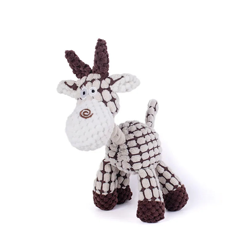White squeaky corduroy dog toy plush giraffe-shaped bite resistant fleece toy for small and large dogs, puppy training