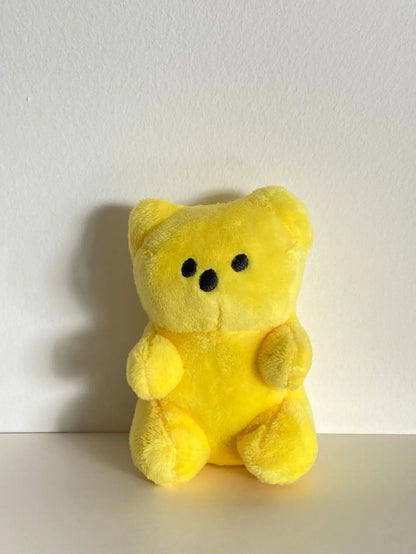Yellow bear-shaped small dog squeaky toy, 11cm fleece plush for puppies, Pomeranian, Teddy, Shih Tzu and Pug