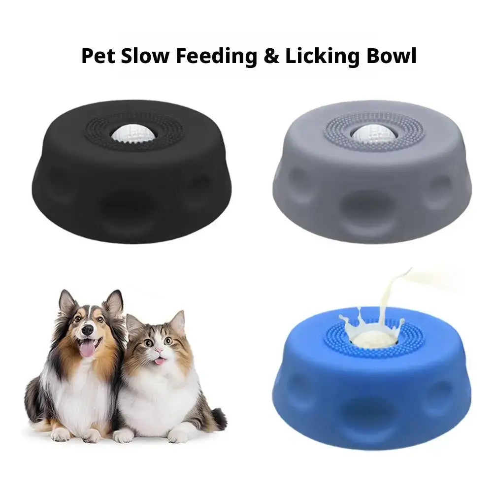 slow feeder dog bowl anti-overflow licking bowl for dogs, ball-shaped plastic slow feeding pet bowl