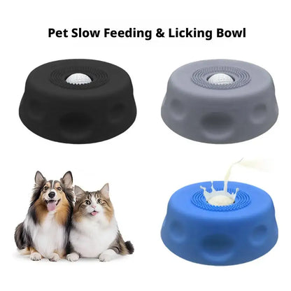 slow feeder dog bowl anti-overflow licking bowl for dogs, ball-shaped plastic slow feeding pet bowl