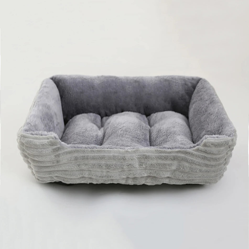 calming dog bed plush square sofa-style pet bed for small and medium dogs, waterproof, cozy winter kennel