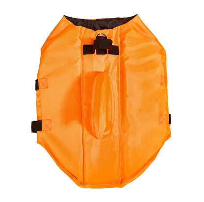 small dog shark fin life jacket orange buoyancy vest with handle for swimming, surfing, and beach safety