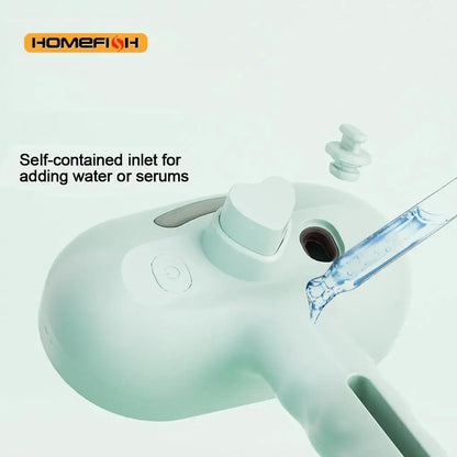 steam dog grooming brush with self-contained water inlet for adding water or serums, reducing static and shedding