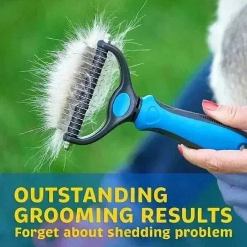 self cleaning pet deshedding brush for cats and dogs, stainless steel grooming tool removes loose hair and mats