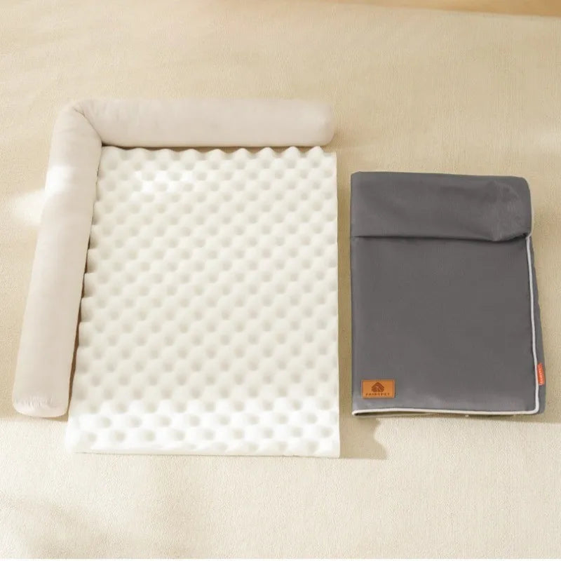 Waterproof washable dog bed with removable Oxford fabric cover and cushioned pet sofa mat
