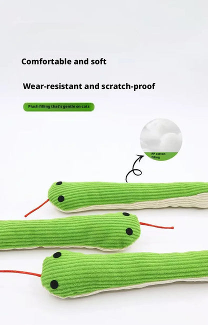 plush snake pet chew toy for kittens and small pets, comfortable soft wear-resistant bite-resistant plush sound toy with teeth-cleaning texture