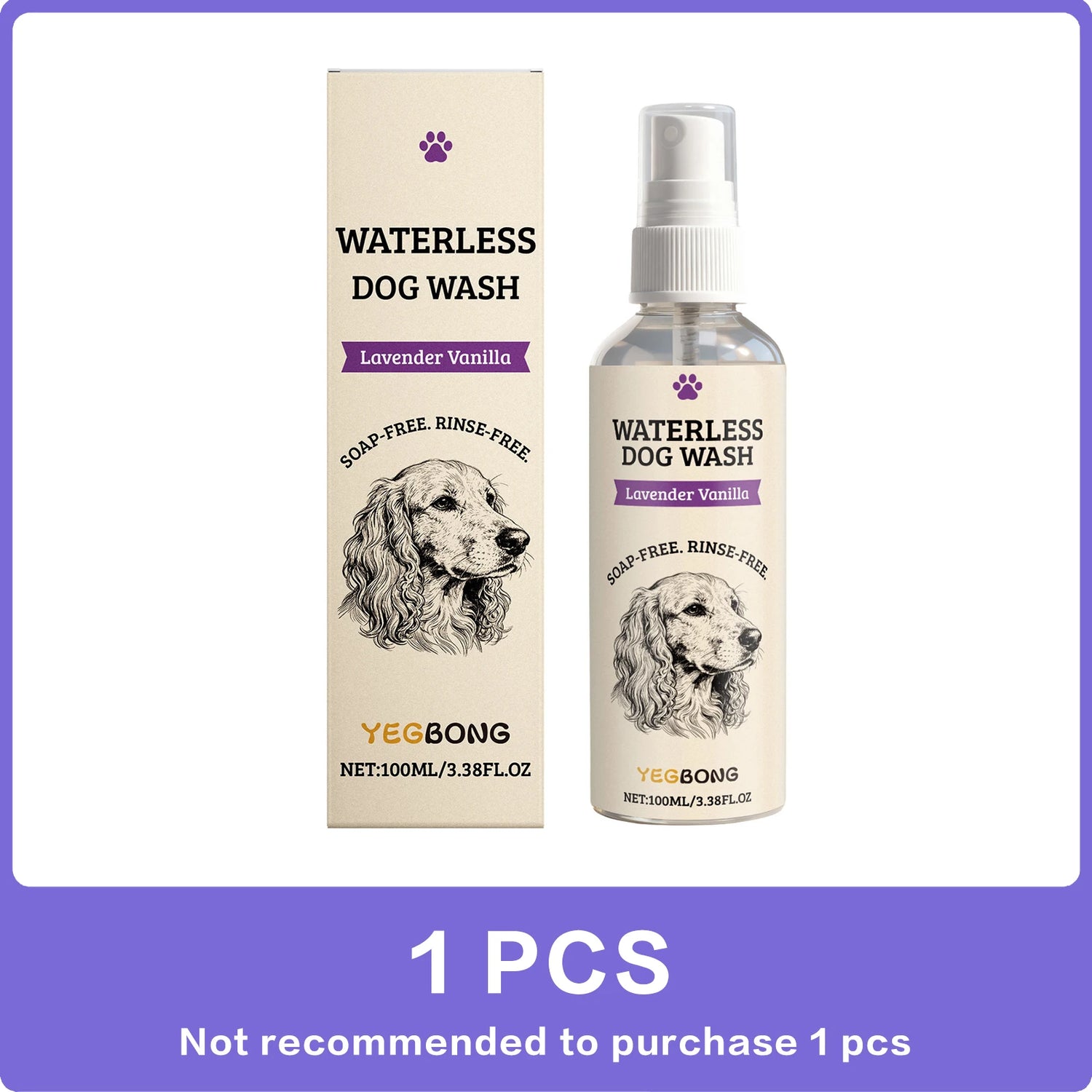 No Rinse Dog Waterless Shampoo Spray Deep Cleansing Deodorizing for Puppies Senior Dogs Moisturizing Shiny Fur Grooming Care