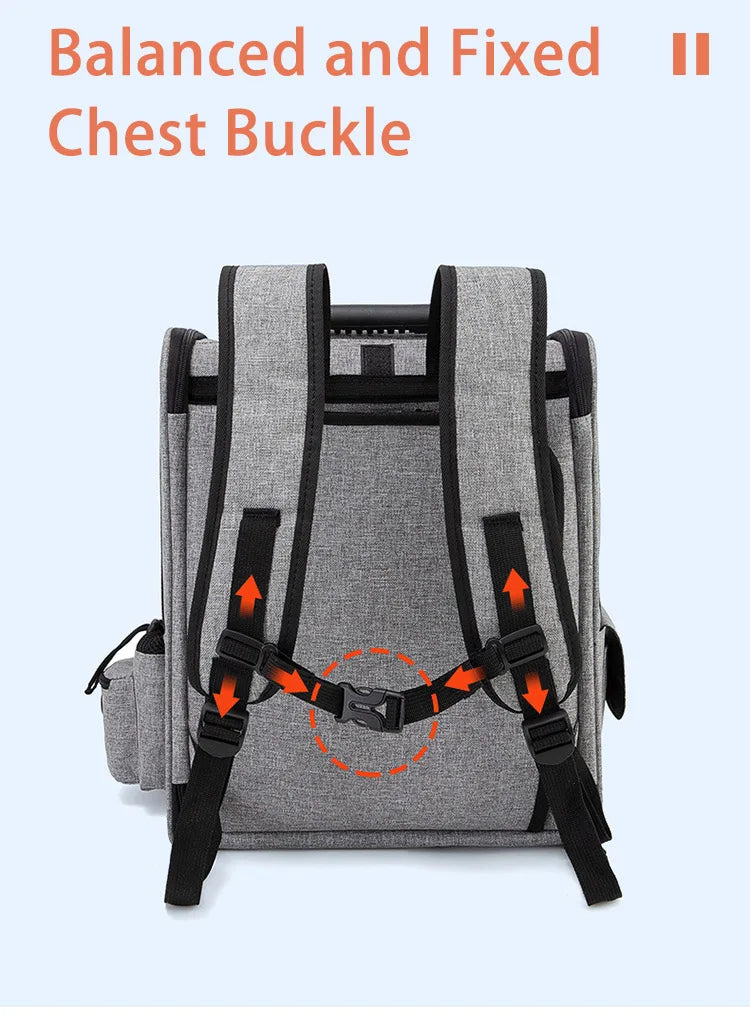 expandable pet backpack carrier with balanced chest buckle, breathable foldable cat and dog carrier bag for outdoor travel