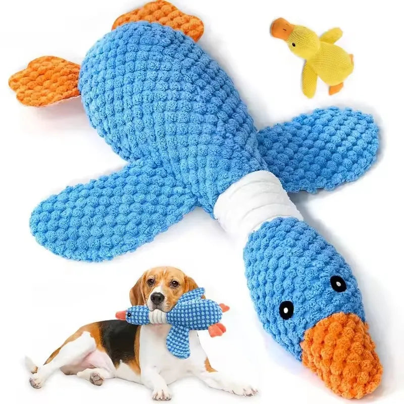 Blue duck indestructible pet chew toy for aggressive chewers plush squeaky training toy for dogs and cats