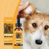 Dog ear care drops for yeast infection with closeup of dog ear and product packaging