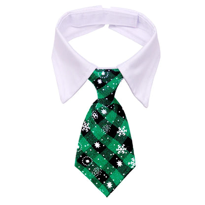 christmas dog necktie green plaid winter adjustable dog collar with white shirt collar and festive bowtie