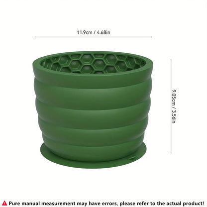 Big green silicone slow feeder dog bowl cup with anti-slip base, honeycomb design, 11.9cm x 9.05cm for small to medium breeds