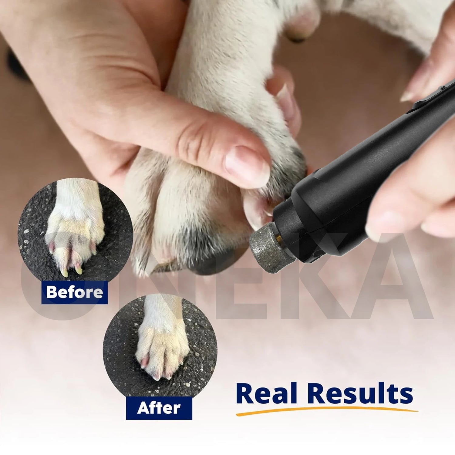 quiet pet nail grinder for dogs and cats showing safe claw trimming with before and after real results