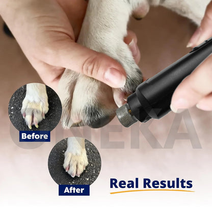 quiet pet nail grinder for dogs and cats showing safe claw trimming with before and after real results