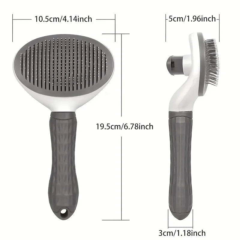 self-cleaning pet hair removal brush for dogs and cats, 19.5cm grooming comb with automatic hair removal